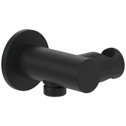 Cutout image of Villeroy & Boch Universal Matt Black Round Shower Holder & Outlet